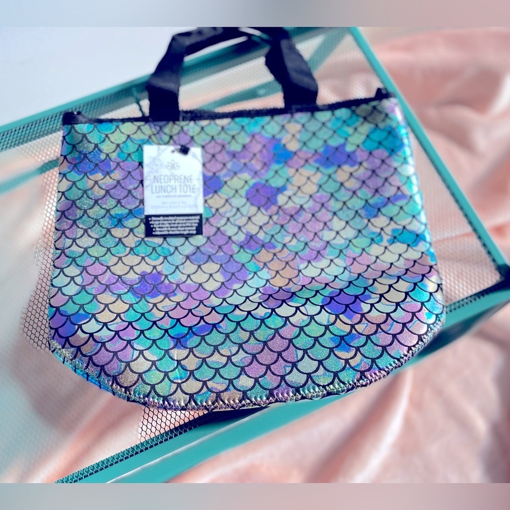!Large! Samba Neoprene Lunch Tote Bag w Strap ✨ Mermaid - Picture 2 of 4